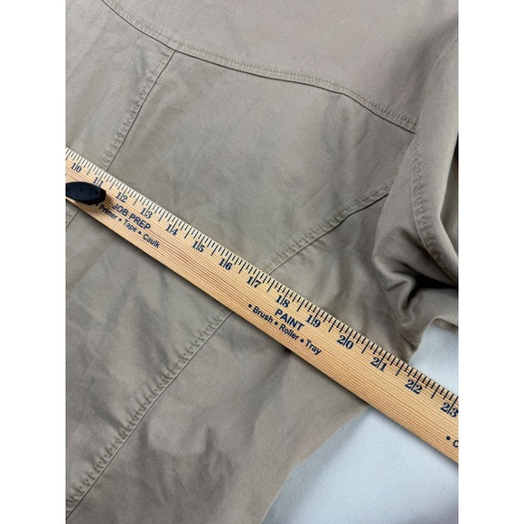 Baccini Utility Jacket Womens XL Tan Khaki Ruffle Trim Button Front Cotton Blend - Picture 8 of 8
